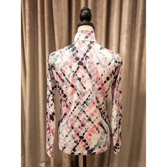 Spyder Kids Girls Long Sleeve Geometric Print Quarter Zip Pullover Shirt Size L - Picture 3 of 6